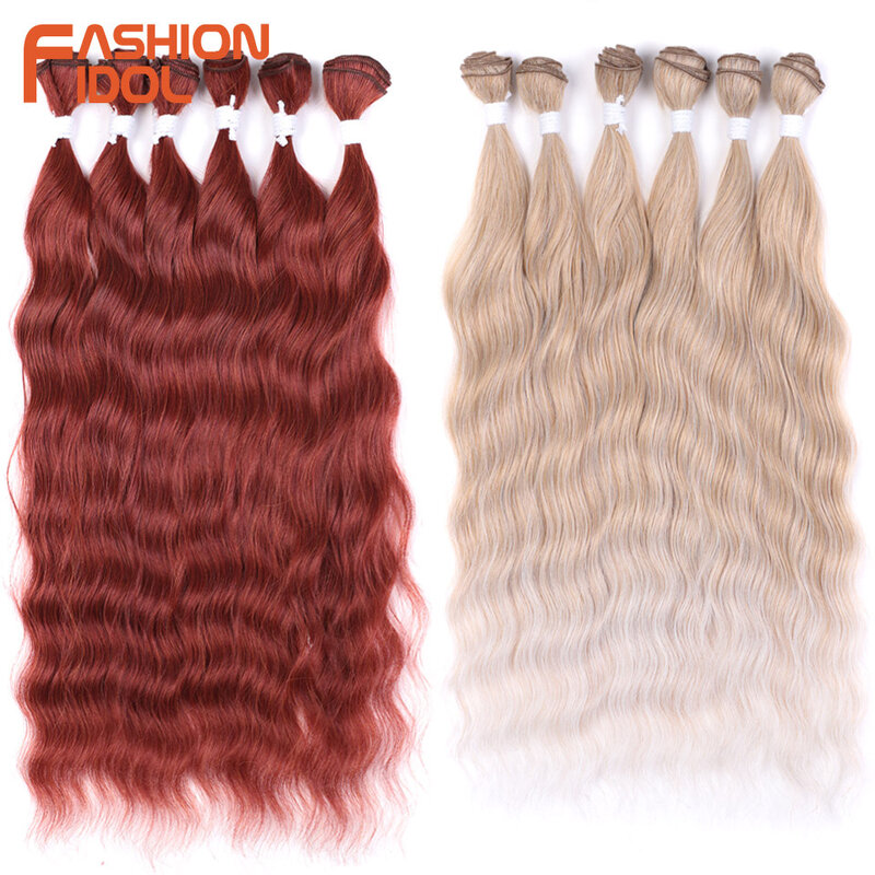 Loose Deep Water Wave Hair Bundles Synthetic Hair Extensions Ombre Blonde Pink Hair Weave Bundles 6Pcs/Pack 20inch Free Shipping