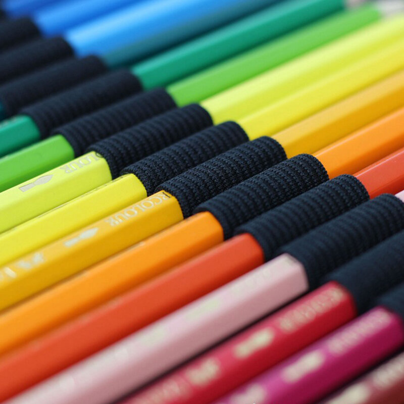36 Holes Canvas Wrap Roll Up Pencil Bag Colorful Cloth Pencil Case Kawaii Canvas Pen Bag for Girls Boys