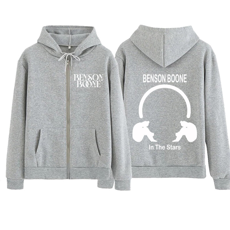 Feuerwerk & Roller blades Benson Boone Reiß verschluss Hoodie Harajuku Pullover Tops Streetwear Musikfans Geschenk V-Ausschnitt Sweatshirts
