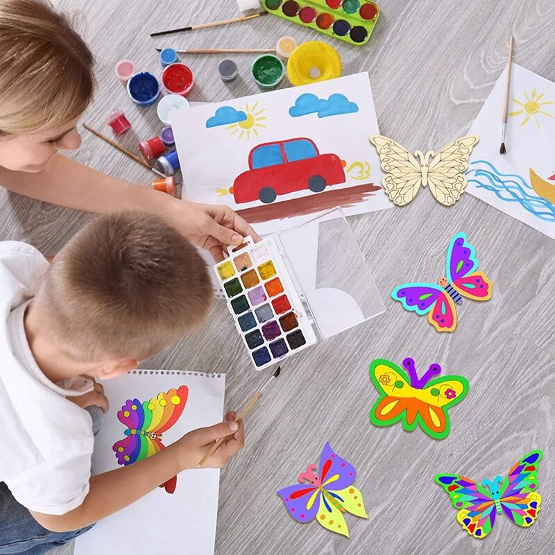 25 pezzi di artigianato a farfalla in legno farfalla in legno non finita farfalla vuota artigianato in vernice di legno per la pittura dei bambini