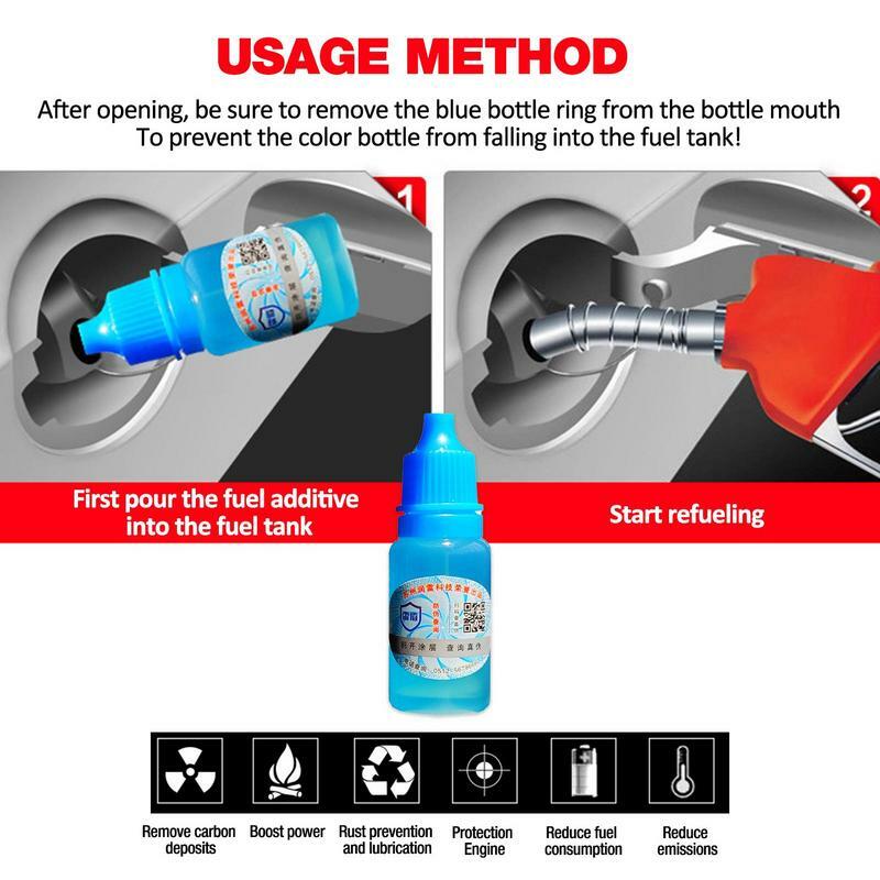 Detergente per iniezioni di combustibili per auto da 10/20ml riduce il rumore pulisce in profondità i combustibili detergente per serbatoi sistema di combustibili pulizia dei combustibili additivo detergente