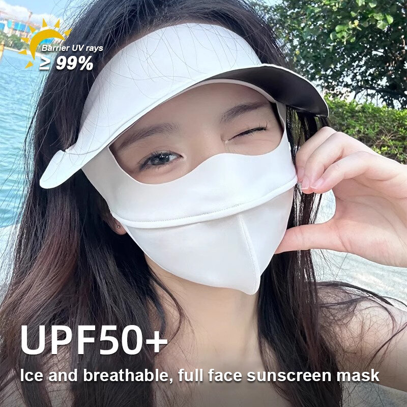 Outdoor Sunscreen Mask Hat Brim One-Piece Vinyl Anti-Ultraviolet Facekini Mask Dust Shade Summer And Fall
