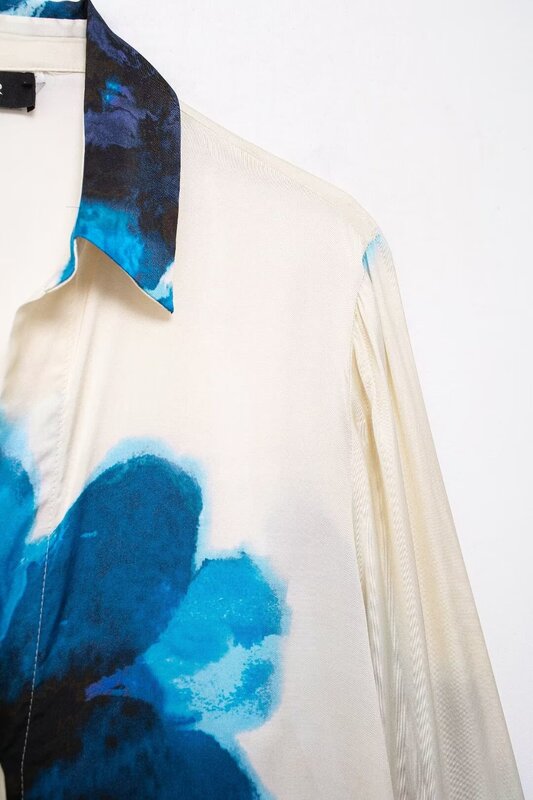 Kombinezon damski 2-częściowy 2024 nadrukowana moda koszulka Retro bluzka z długimi rękawami + elastyczna talia piżama styl garnitur spodnie