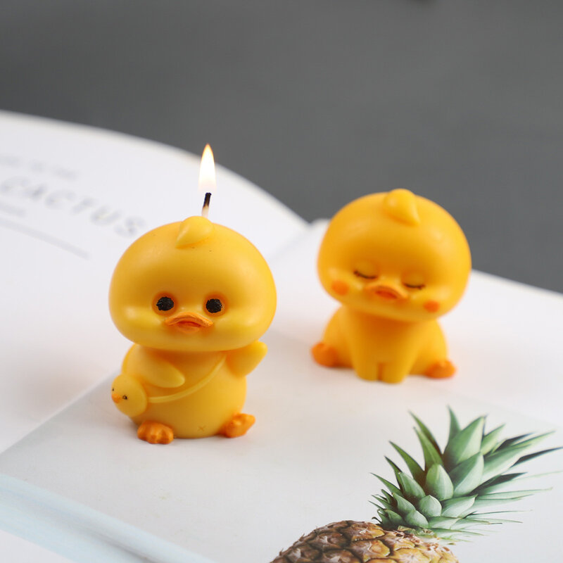 3D 작은 노란색 오리 실리콘 금형, 귀여운 만화 동물 양초 금형, DIY 아로마 석고 비누 금형, 홈 데코 수제 선물