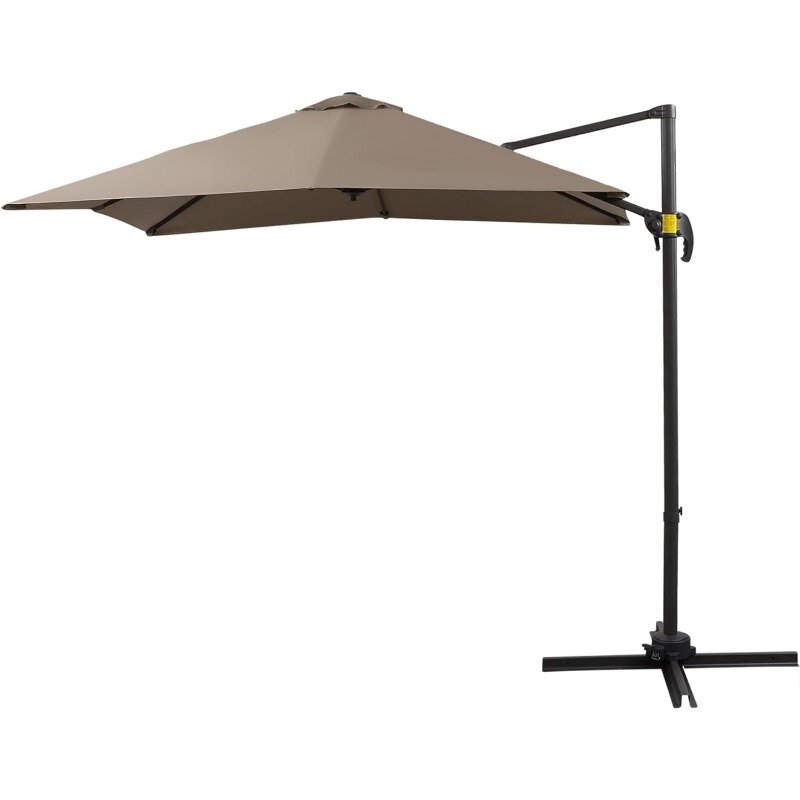 8ft freitragender Sonnenschirm, quadratischer versetzter Außen schirm mit 360 ° Drehung, Aluminium-Regenschirm mit 3-Positionen-Neigung