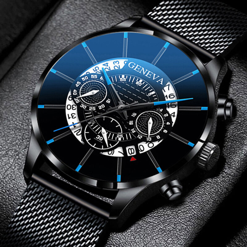 Reloj hombre moda masculina calendário relógios para homem negócios aço inoxidável malha cinto analógico relógio de quartzo relogio masculino