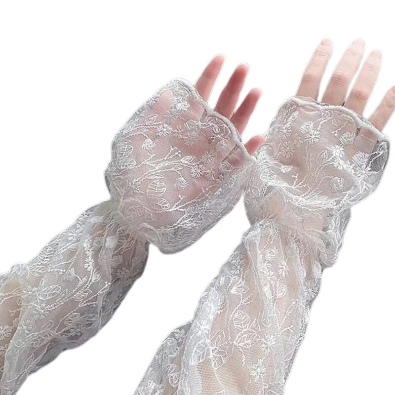 Găng tay LaceFflower Tay áo bảo vệ cánh tay chống tia cực tím Phụ nữ Bao tay trang trí