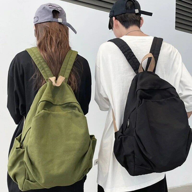Tas sekolah kasual remaja dewasa Jepang tas punggung Laptop kanvas Pria Wanita Harajuku tas buku ransel kapasitas besar mahasiswa kuliah