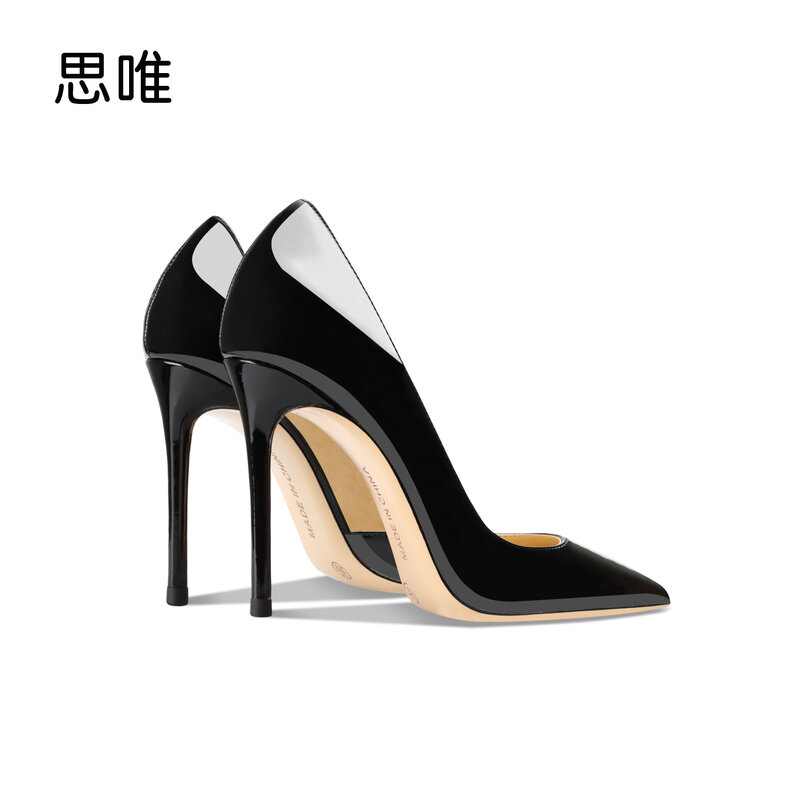 Zapatos de tacón alto de charol para mujer, calzado de lujo, estilo estrella, color negro, Nude, clásico, para fiesta, 2023