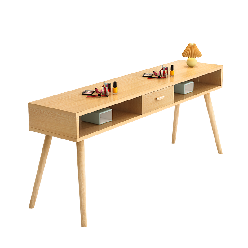 مكتب أظافر خشبي للتخزين ، تصميم كاواي ، طاولة تجميل الأظافر ، منظم فني ، أثاث لصالون التجميل