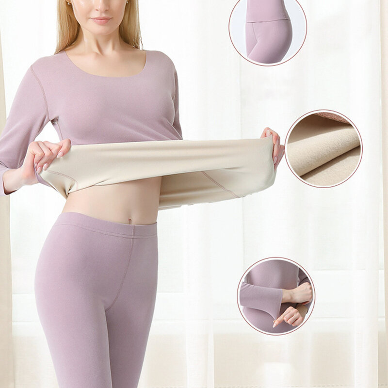 Seamless Thermal Underwear Set Women's Ultra-Soft Fleece Base Layer Long Johns Set Gift for Wife Girlfriend Mother
