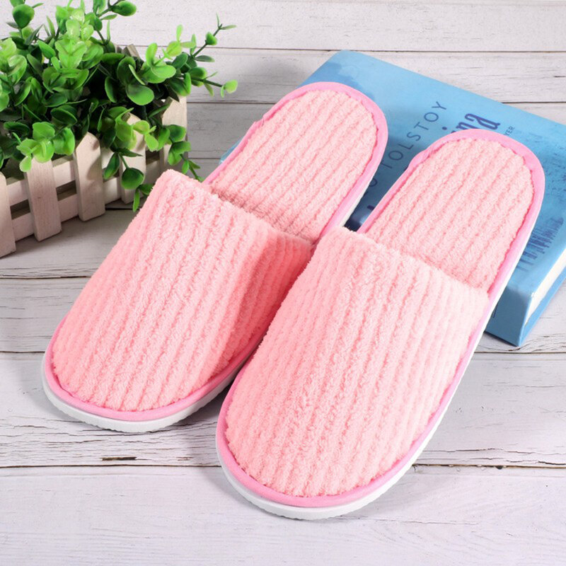 Coral Fleece Slippers Men Women Portable Travel Hotel Disposable Slippers Home Guest Shoes Non-Slip Winter Warm Slippers