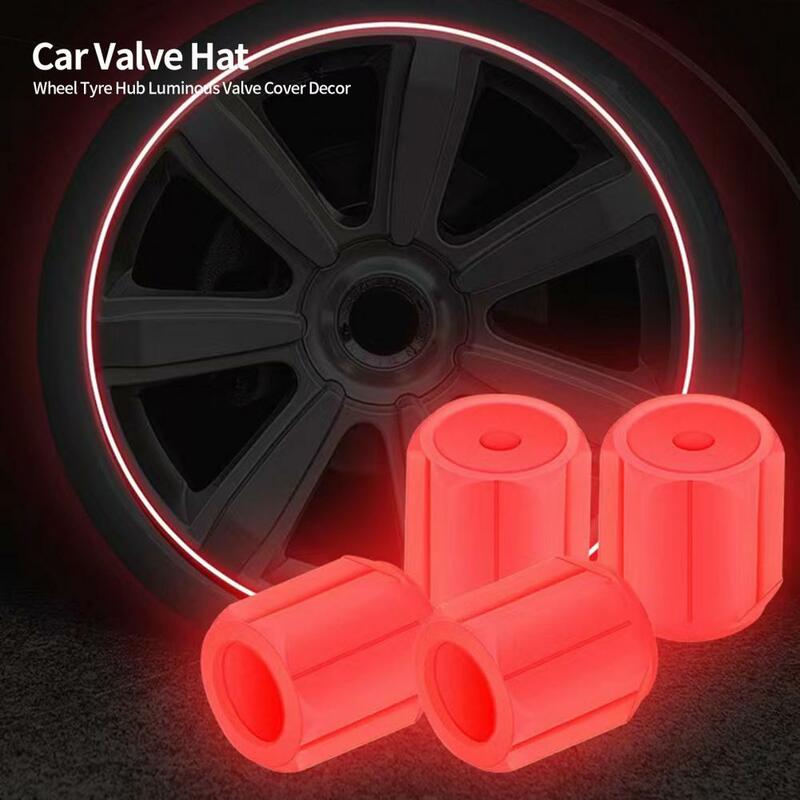 Sombrero fluorescente para válvula de coche, cubierta luminosa que brilla en la oscuridad, cubo de rueda, suministros de decoración para bicicleta, 12 piezas