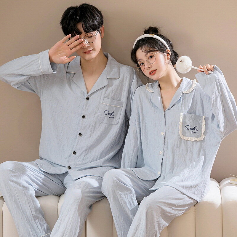Frühling Langarm Pyjama Liebhaber Baumwolle Paar Pyjama setzt Frauen/Männer Nachtwäsche Mode Sport Stil Nachthemd Home Kleidung
