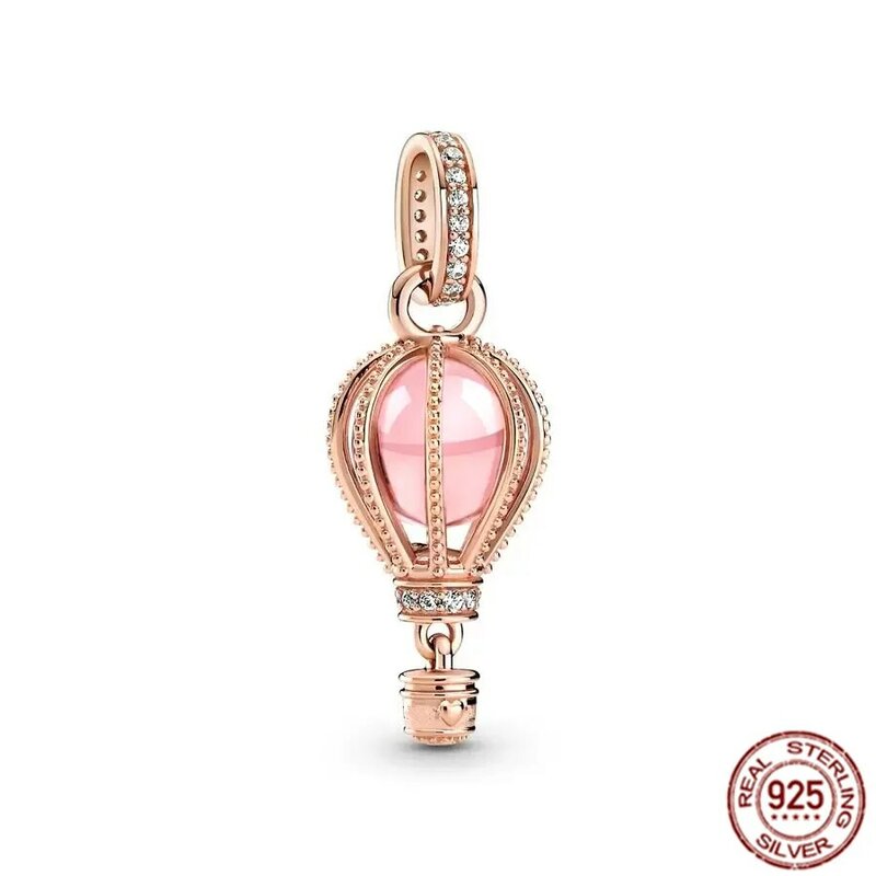 Rose Gold Plated Silver 925 Pink Daisy，Infinity Heart，Cherry Blossom Dangle Charm Bead Fit Original Pandora Bracelet DIY Jewelry