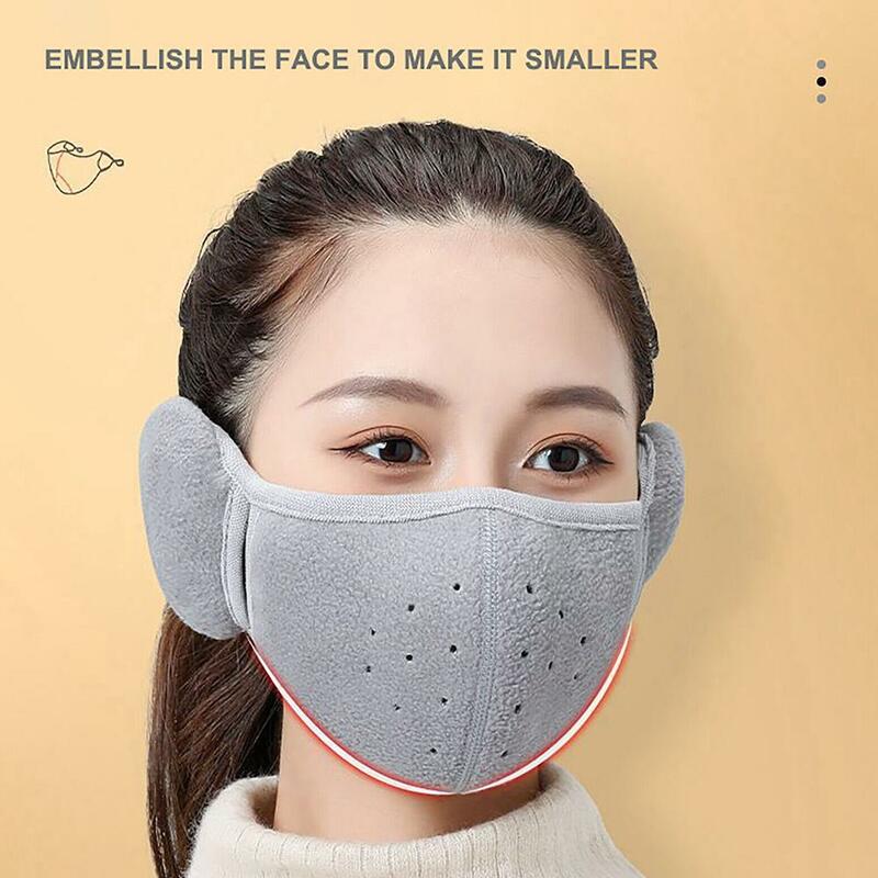 2 In 1 Winter One Ear Warm Mask Windproof Face Mask for Men Outdoor Cycling With Earmuffs Women Breathable Soft Warmer Mask