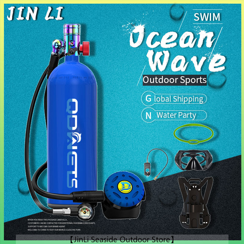 Qdwes tangki menyelam Skuba, peralatan kapasitas 2,3l Snorkel botol menyelam oksigen kacamata Snorkeling Set peralatan khusus