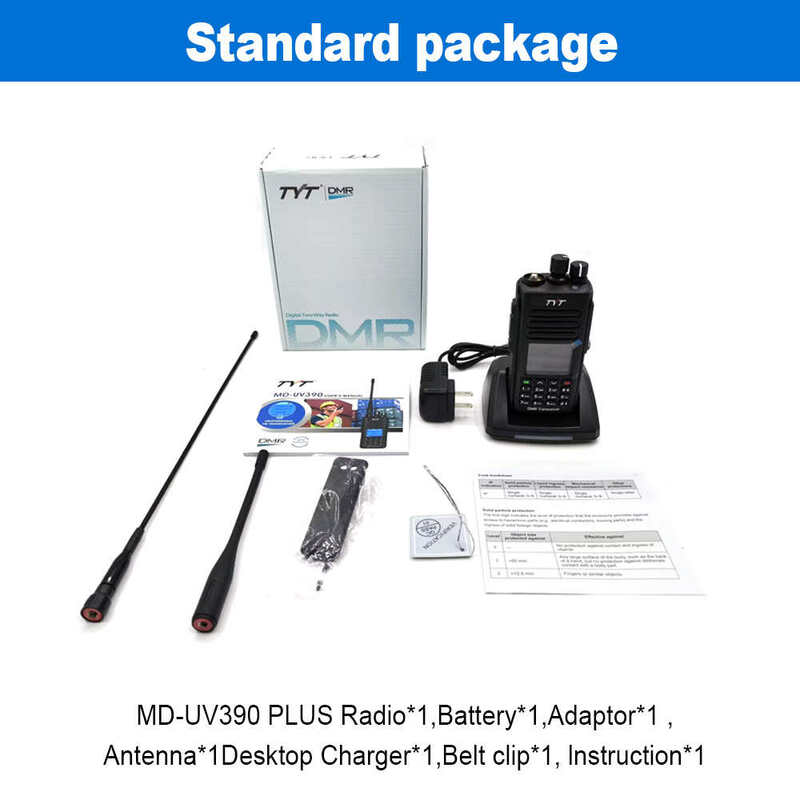 TYT-Waterproof Dual Band Walkie Talkie, MD-UV390Plus com GPS, Rádio Digital DMR 10W, Criptografia AES256, IP67, Atualização de MD-UV390