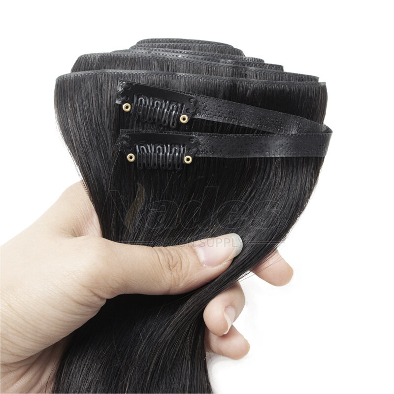 Invisible PU Weft Clip In Extension Human Hair Injected Tape Weft Machine Made Remy 12-22inch Customized Clip On Hair 8Pcs