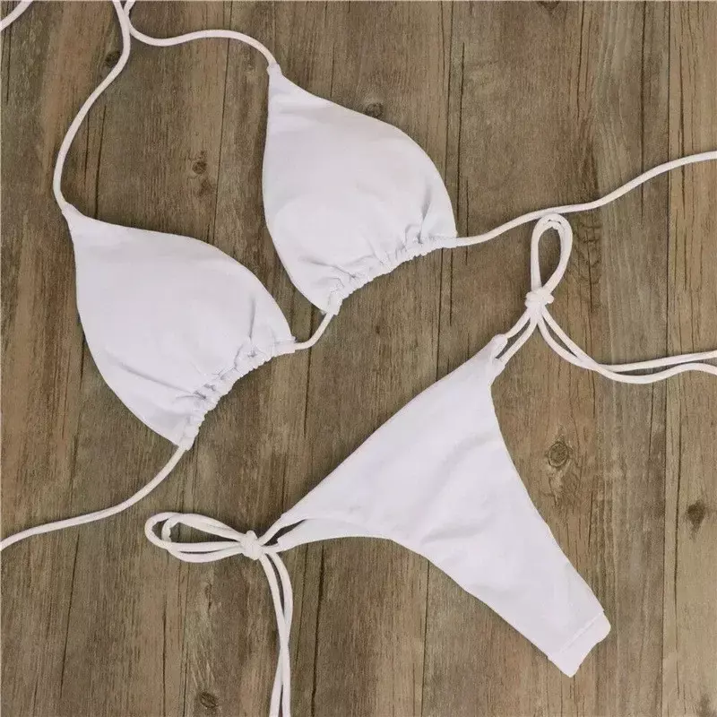 Europäischer und amerikanischer Neck holder Riemen Bikini sexy Badeanzug Damen Split Strap verstellbarer mehrfarbiger Badeanzug Set