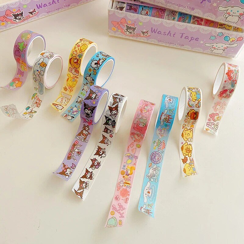10Roll/set Cute Cartoon Character Decoration Adhesive Masking Washi Tape Kids Scrapbooking Journal Collage Material Sticker Gift