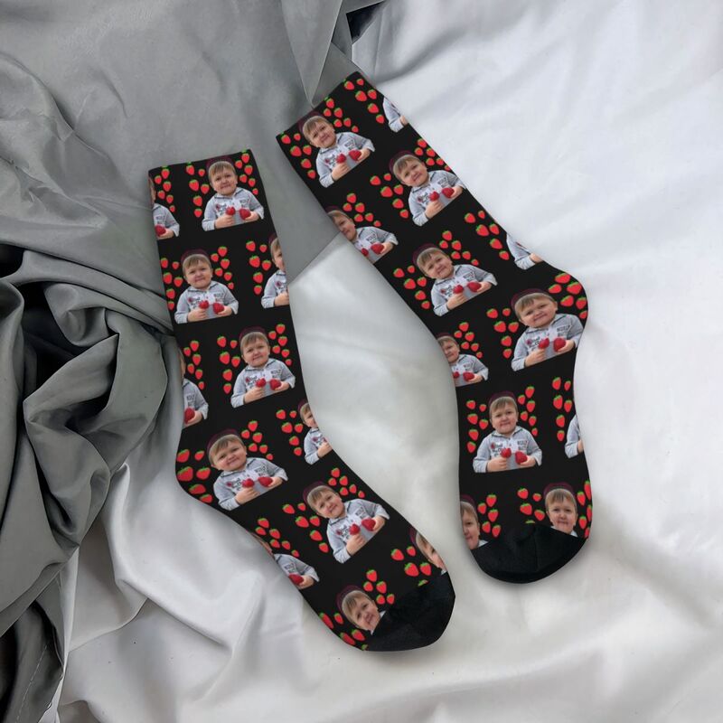 Hasbulla Magomedov Strawberry Socks para homens e mulheres, meias engraçadas de poliéster, feliz Mini Khabib, Blogger Fan, Harajuku, presentes de inverno