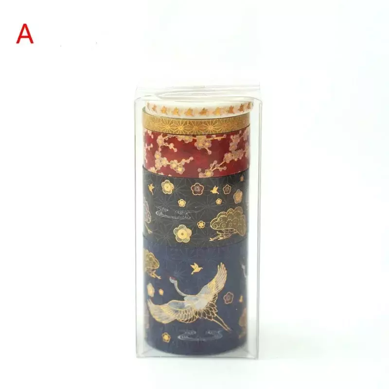 5-rolkowy zestaw do dekoracji DIY antyczna ręka konto taśmy szminki naklejki chiński styl taśma maskująca brązujący żuraw i papier