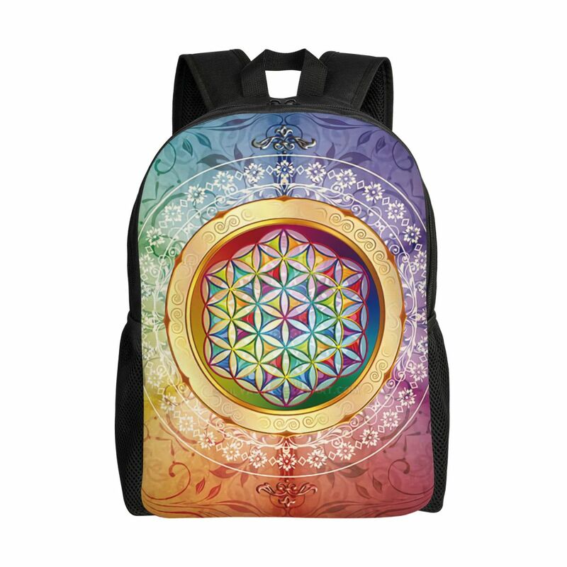 Flower of Life Backpack for Men Women School College Students Bookbag Fits 16 Inches Laptop Bag Sacred Geometry Mandala Bags