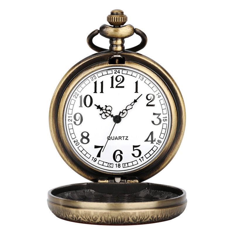 The GUNRISHFS-reloj de bolsillo de madera con calavera de bronce antiguo para hombre