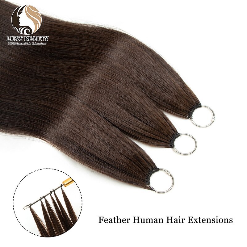 Extensions de Cheveux Naturels Vierges Lisses Invisibles pour Femme, Micro Plume, 40 Brins/Paquet