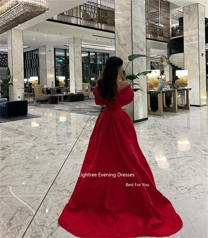 Eightree Formal Red Prom Dresses Long Sleeves Stain Vintage Abendkleider Dubai Evening Dress Robes De Soirée Party Grown 2023