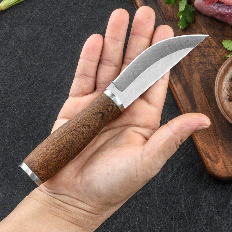 Messer ist scharf, Obst messer im Freien Grill, und der Fleischs ch neider wird Hände mit dem Messer, feste Klinge Messer Küche verbinden.