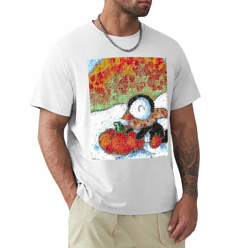 Мужская винтажная футболка с коротким рукавом и принтом Пингвин и тыква