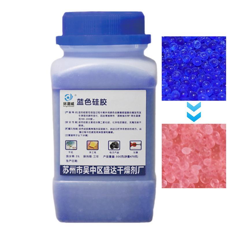 Silika Gel penyerap kelembaban dapat digunakan kembali pengeringan manik-manik silika biru menunjukkan manik-manik warna menunjukkan kelembapan