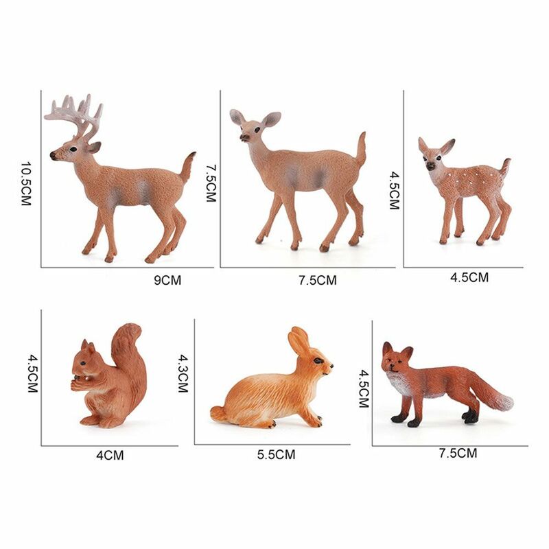 Figuras de animales artificiales para decoración del hogar, conejo, ciervo, familia, adornos para pasteles, juguetes en miniatura