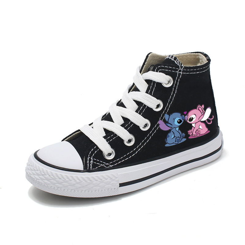 Dsn-Lilo e Stitch Cartoon Canvas Shoes para crianças, tênis casuais para meninos e meninas, calçados esportivos de moda para crianças