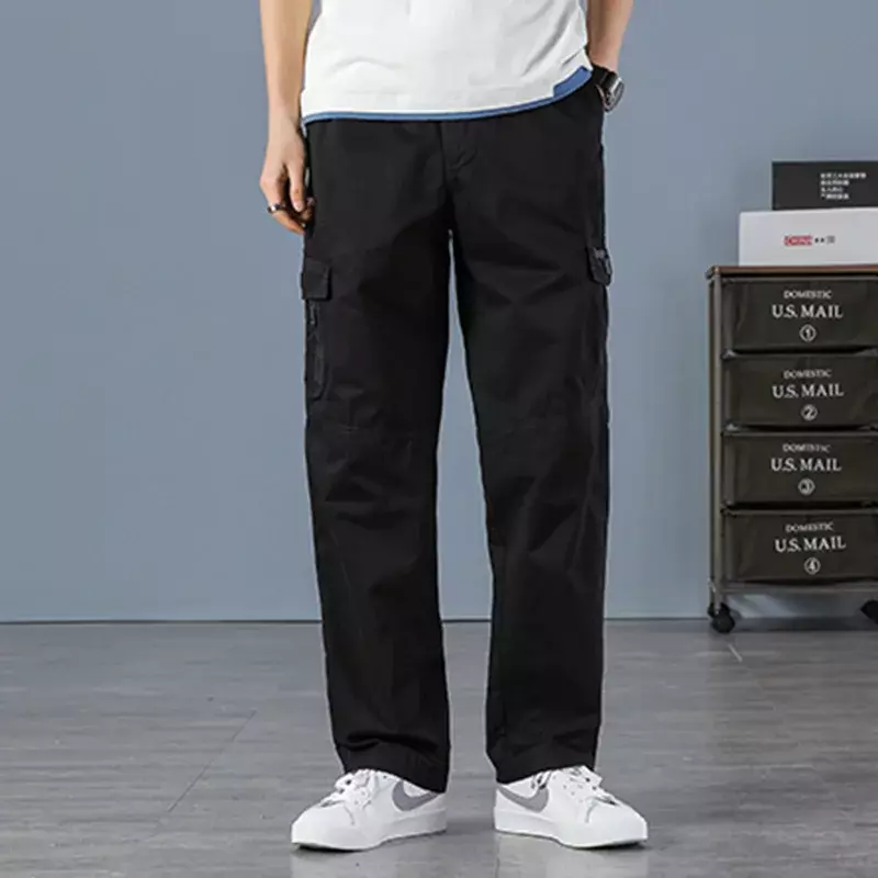 W stylu Casual markowa spodnie męskie spodnie bojówki bawełniane luźne spodnie męskie kombinezony kilka kieszeni proste joggery Homme Plus rozmiar 6XL