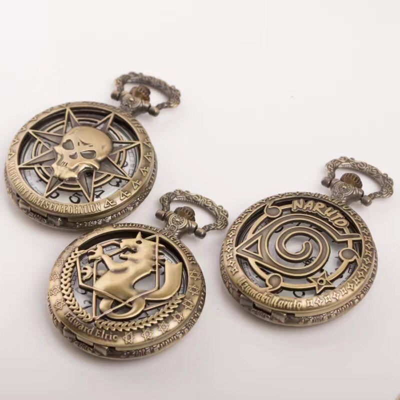 Ретро Тоны цельнометаллический Алхимик высокого класса подарки наборы карманные часы Косплей Эдвард Элрик Аниме Дизайн японское аниме ожерелье часы