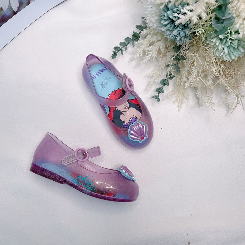 Princess Mermaid Snow White Shoes para crianças, Velcro Beach Shoes para meninas, marca de moda verão