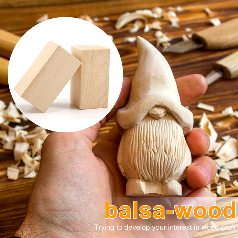 Kotak ukiran Basswood 4x2x2 inci, Kit blok ukiran kayu putih besar untuk anak-anak dewasa pemula atau ahli