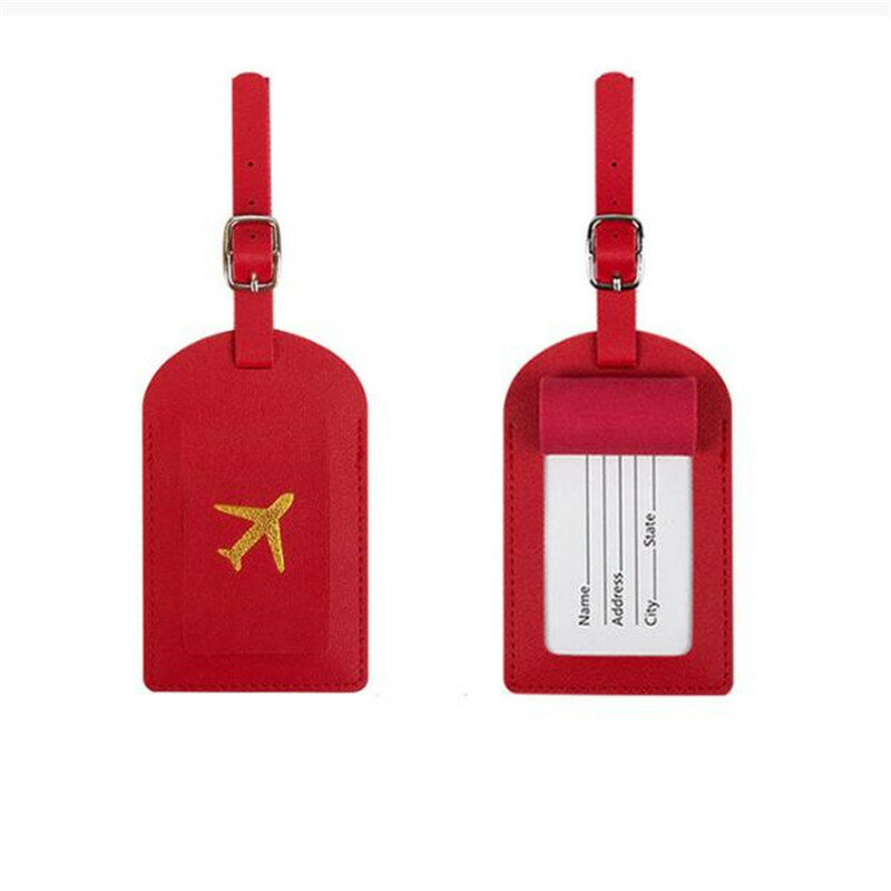 1PC Unisex PU Leather Luggage Tag Suitcase Identifier Label Baggage Boarding Bag Tag Name ID Address Holder Travel Accessories