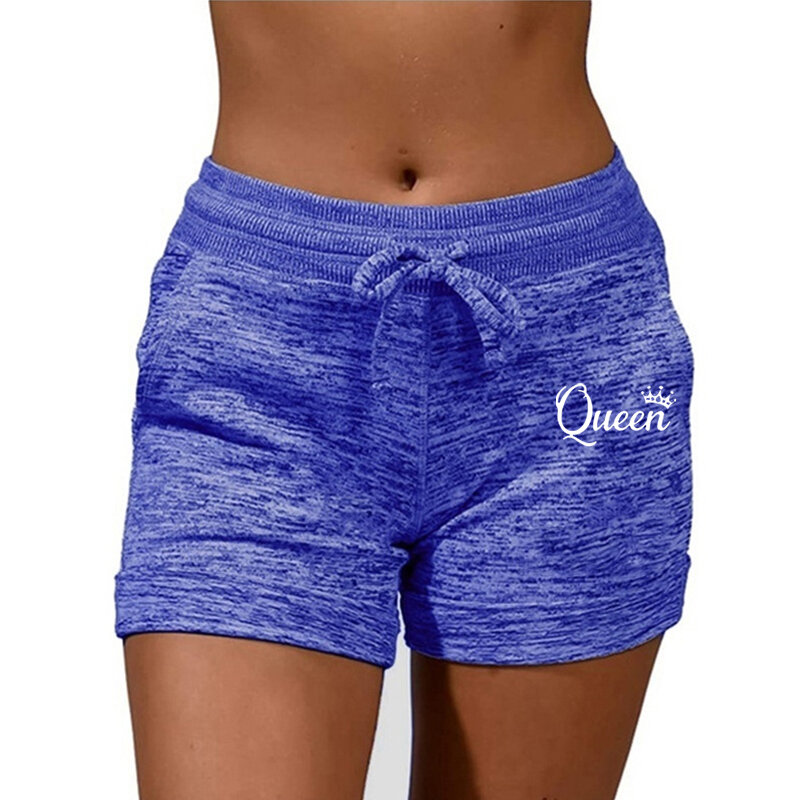 Königin gedruckt Frauen solide elastische Taille Shorts Damen Sommer Yoga Gym Fitness Jogging Hot pants Jogging hose Kleidung