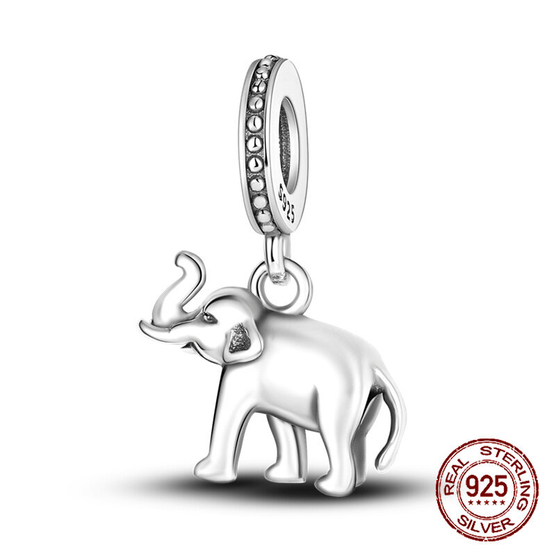 Abalorios de plata 925 para pulsera Pandora, accesorio de elefante, León, rinoceronte, dinosaurio, Animal, compatible con pulseras originales, joyería fina para regalo de Navidad