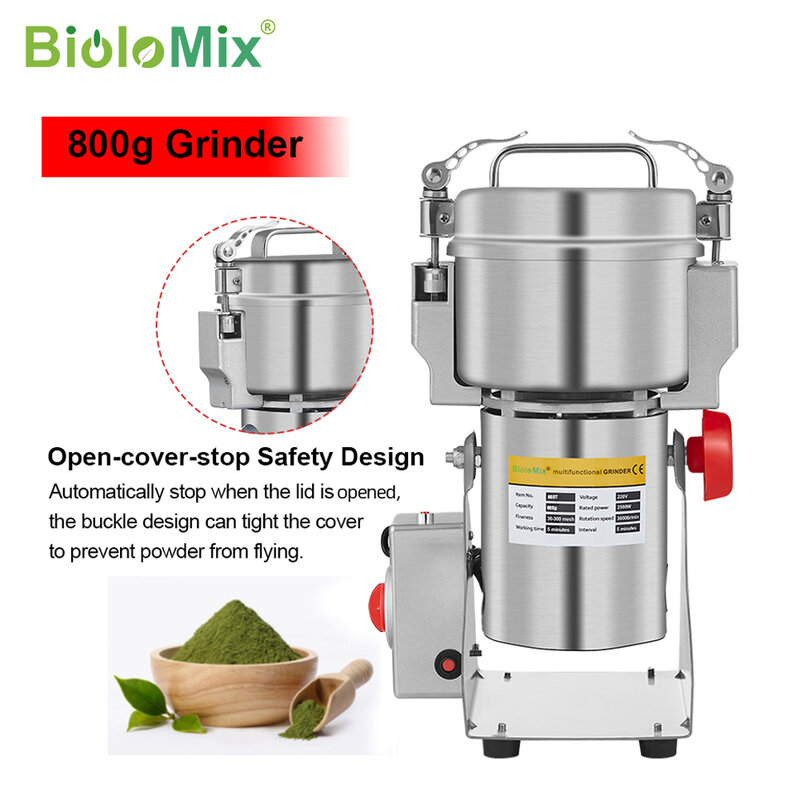 BioloMix 800g 700g grani spezie Hebals cereali caffè cibo secco smerigliatrice mulino rettificatrice Gristmill farina polvere frantoio