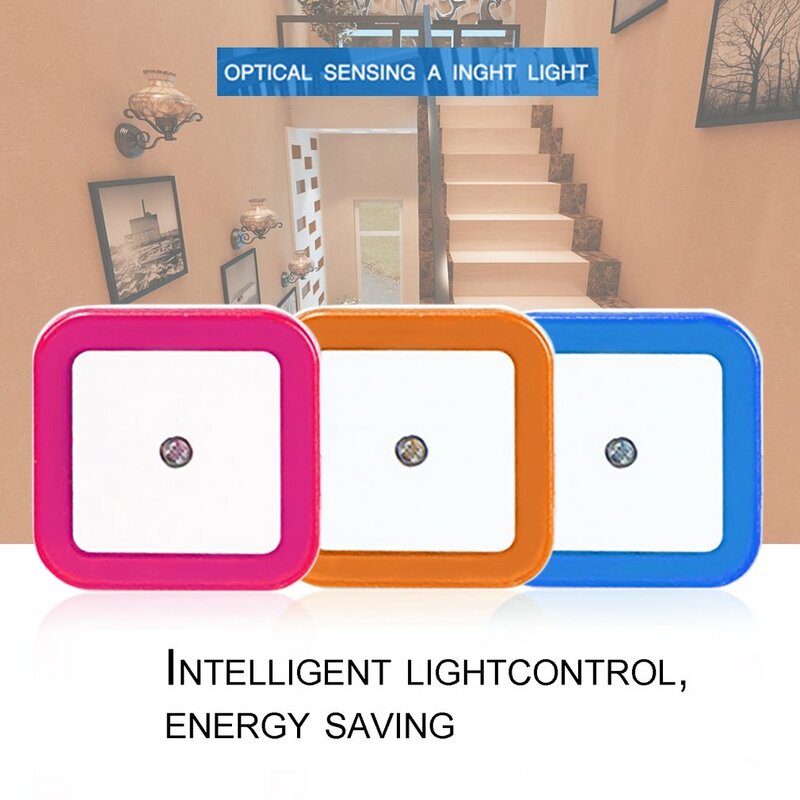 Lampu induksi LED, perlengkapan rumah tangga lampu dinding bentuk persegi Sensor cahaya saklar otomatis untuk kamar tidur