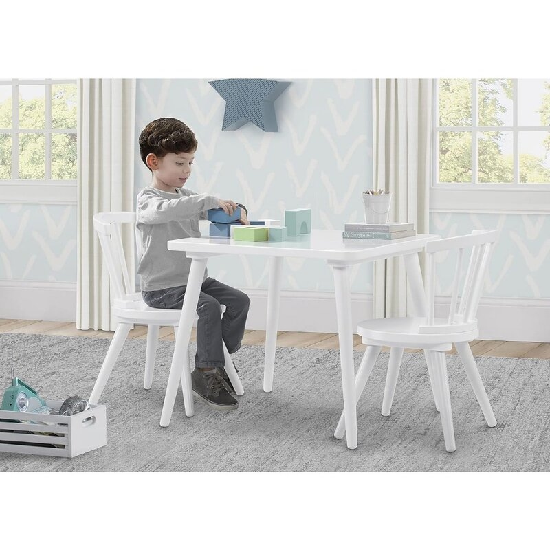 Set kursi meja kayu anak-anak, Meja anak-anak (termasuk 2 kursi)-Ideal untuk Seni & Kerajinan meja anak bebas biaya pengiriman