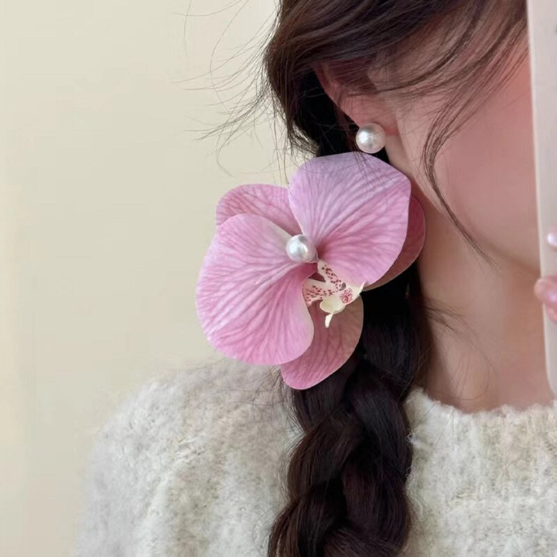 Заколка для волос с бабочками, милый весенний зажим для волос с цветком орхидеи, аксессуары для волос для отдыха на море