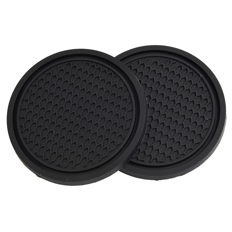 2 Pcs Black Silicone Car Auto Cup Holder Anti Slip Insert Coasters Pads Simple Vehicle Interior-Accessories Protective Pad Mat
