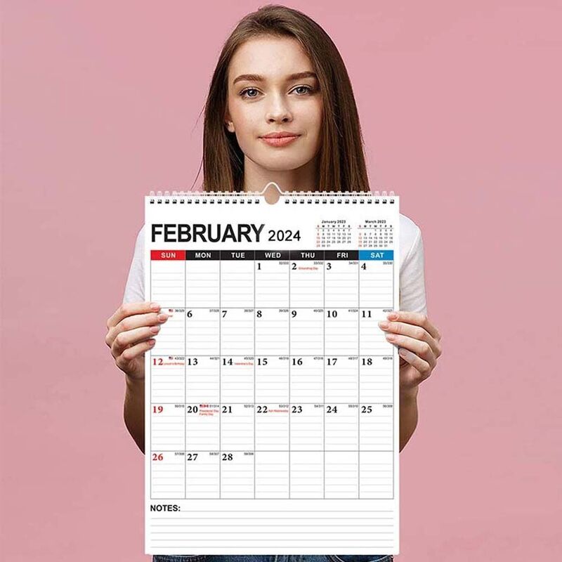 Planificador diario 2024, calendario de pared, organizador de Agenda, papelería de oficina, calendario en inglés, calendario semanal