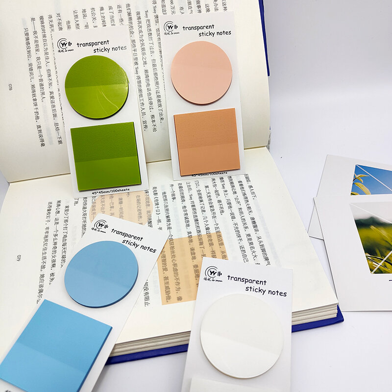 KindFuny-Impermeável transparente auto-adesivo Memo Pads, Sticky Bookmark, ver através do escritório, Escola Sticky Notes Marcador, 400 folhas